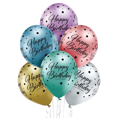 Balony urodzinowe Happy Birthday metaliczne 6 sztuk